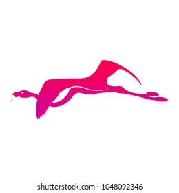 Vector image of a flying bird flamingo silhouette