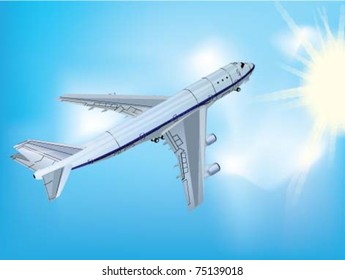 Vector Image. Flying jet airplane.