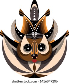 Vector image of flying squirrel in flight. Made with Fibonacci circles