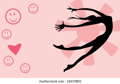 vector image of flying woman