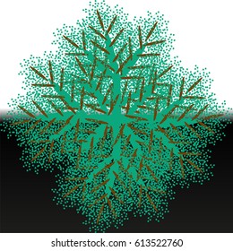 vector image foliage on green background