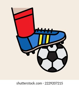 vector image of a foot holding the ball in a football match or soccer