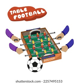 Vector image of a football board game. Table soccer. Home entertainment for friends
