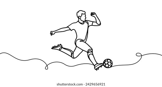 Vector image of a football player kicking the ball, on a white background.