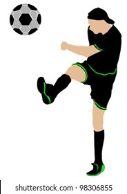 Vector image of football players and ball