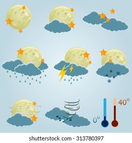 Vector image. Forecast weather icons set