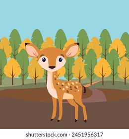 Vector image of forest animals in the wild.