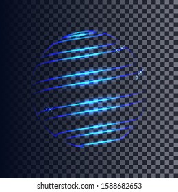 Vector image in the form of a transparent Christmas toy with a neon glow. EPS10.