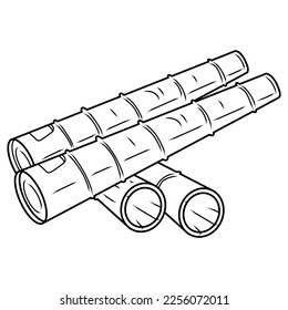 vector image of forming a cannon out of bamboo