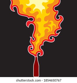Imagen vectorial de una fuente de fuego de una botella o cóctel molotov