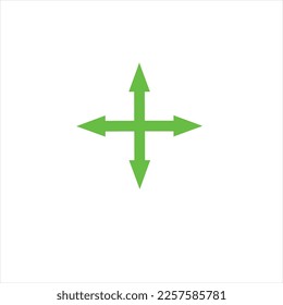 Vector image of four corner arrow, white background, blue color, black color, green color, multi color