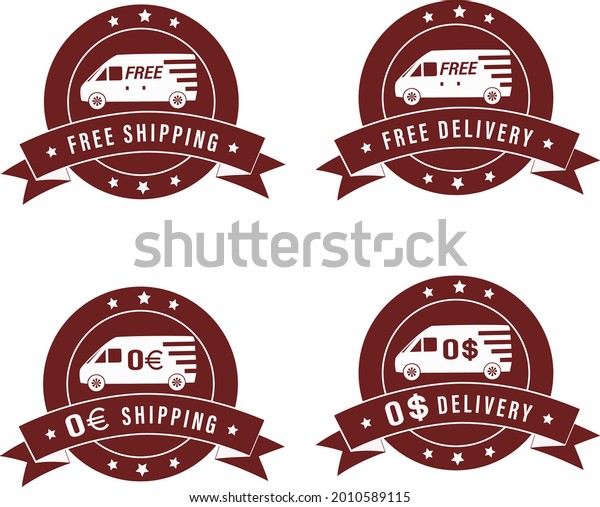 Vector image of four free delivery and free\
shipping icon.
