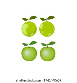 vector image of four green apples drawn in different styles