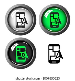 Vector image of four icons on a transparent background on a theme of navigation and GPS