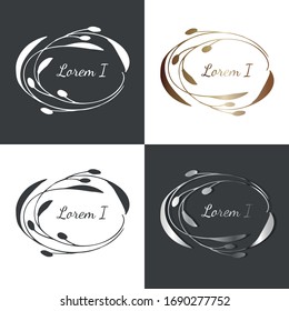 Vector image of four options vintage floral frame on gray and white backgrounds with the inscription Loren I