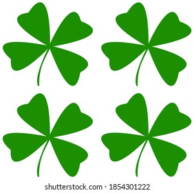 Vector image of a four-leaf clover pattern on a transparent background