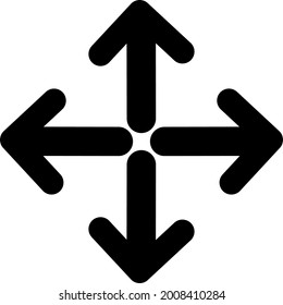 Vector image of four-way symbol in black with lines.