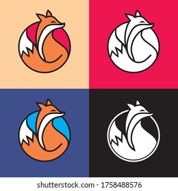 Vector image of an fox design on dark background and bright background, 
Logo, Symbol
