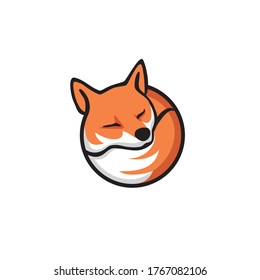 Vector image of an fox design on white background and orange background, 
Logo, Symbol