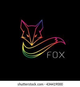 Vector image of an fox design on black background