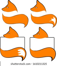Vector image of a fox with a frame on a white isolated background