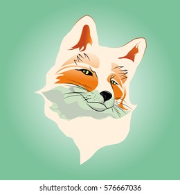 Vector image of a fox head on a light background.