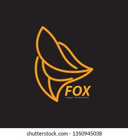 vector image fox neon glow logo template