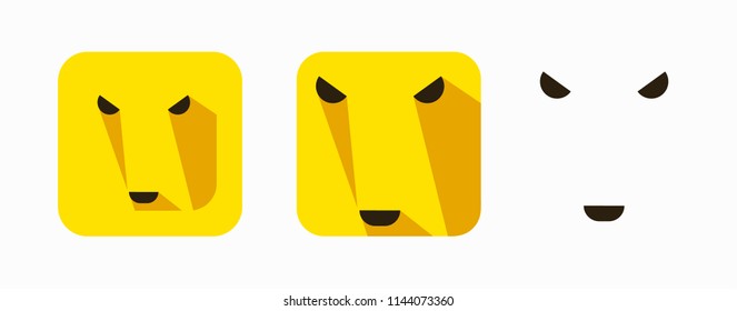 Vector image of a fox on a yellow, white background in minimalism. Wild animals. Pictogram. logo variation