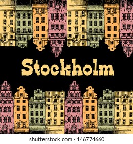 Vector image of a fragment of the city on a colored background 
