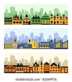 Vector image of a fragment of the city on a colored background