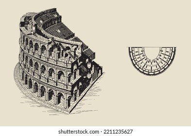 Vektorbild eines Fragments des Kolosseums - Stufe 6