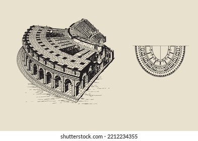 Vector image of a fragment of the colosseum - Level 3