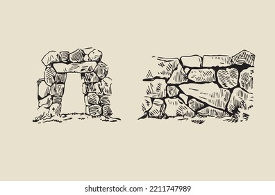 Vector image - fragments of an ancient Greek monument