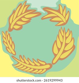 Vector image frame illustration of tylized leaves arranged in a aircle.