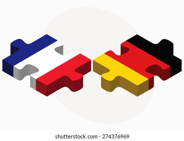 Vector Image - France and Germany Flags in puzzle isolated on white background