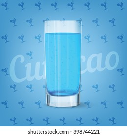 Vector image of fresh cool blue glass of cocktail
