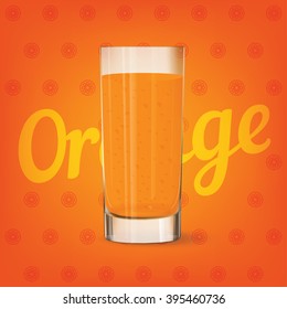 Vector image of fresh cool glass of orange juice