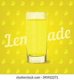 Vector image of fresh cool yellow glass of lemonade