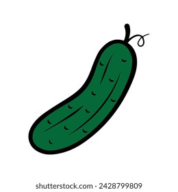 vector image of fresh green cucumber fruit just picked from the tree.