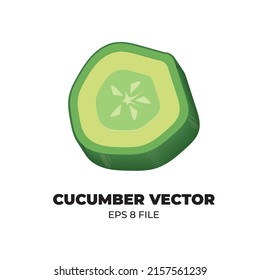 vector image of fresh light green cucumber slices with small seeds in the middle