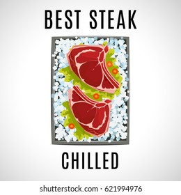 vector image of fresh meat products. Steak