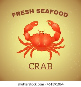 Vector image. Fresh seafood, crab