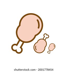 Vector image of fried chicken thigh pieces. Isolated.