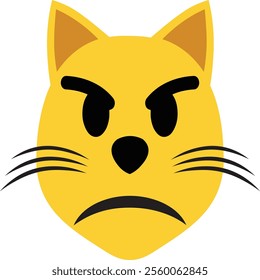 Vector image of a frowning cat face expression.