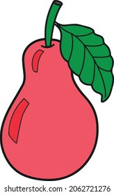 Vector image of fruit, apple, red, not yet ripe