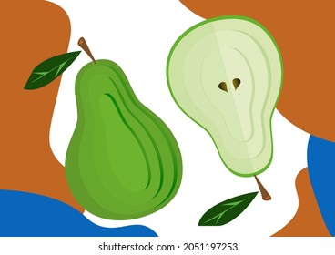 vector image of fruits for design. Pear and pear in the section