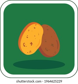vector image of fruits and vegetables in vivid colors with dark green background.