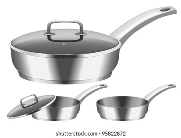 Vector image of frying pan with  cover