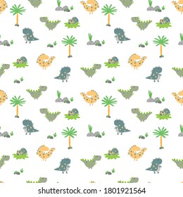 Vector image. Fun dinosaur motif for kids. Modular image to decorate.
