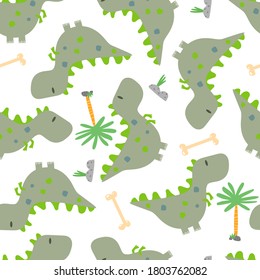 Vector image. Fun dinosaur motif for kids. Modular image to decorate.